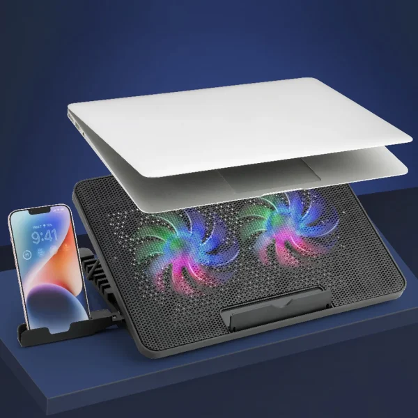 Laptop Cooler Cooling Pad with 2 Quiet Led Fans, Stand for Gaming Laptop