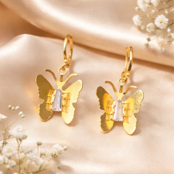 Elegant Golden Butterfly Drop Earrings for Women & Girls | Lightweight Stylish Party Wear Earrings