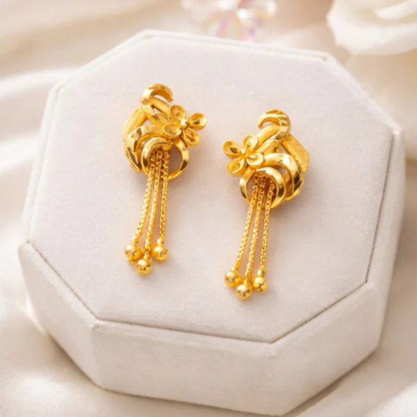 Elegant Golden Drop Earrings for Women & Girls | Lightweight Stylish Party Wear Earrings