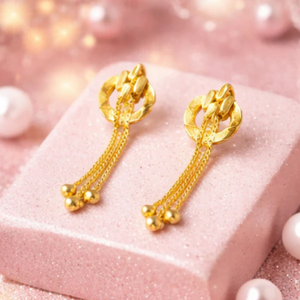 Elegant Golden Drop Earrings for Women & Girls | Lightweight Stylish Party Wear Earrings