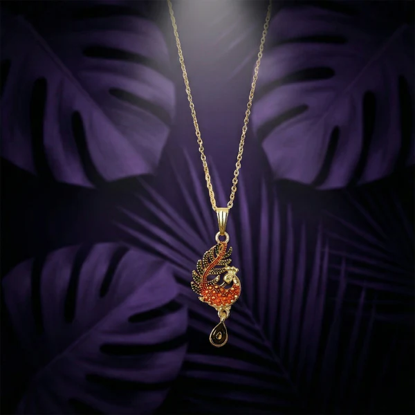 Graceful Peacock Motif Pendant Necklace with Chain for Women