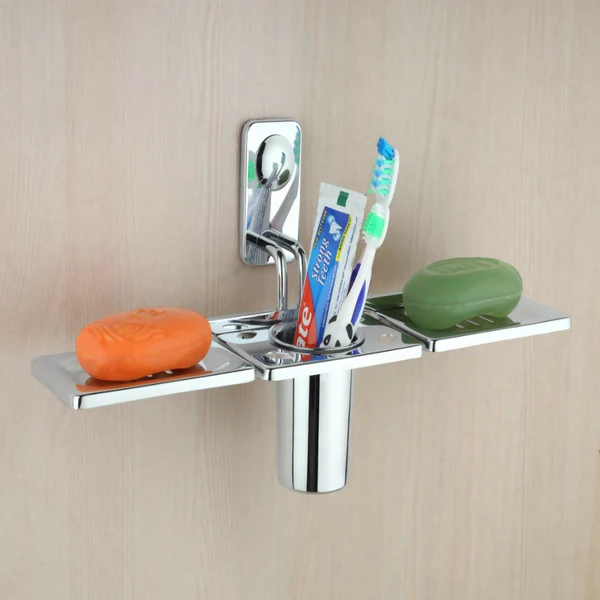 STAINLESS STEEL 1015 DOUBLE SOAP DISH WITH TUMBLE