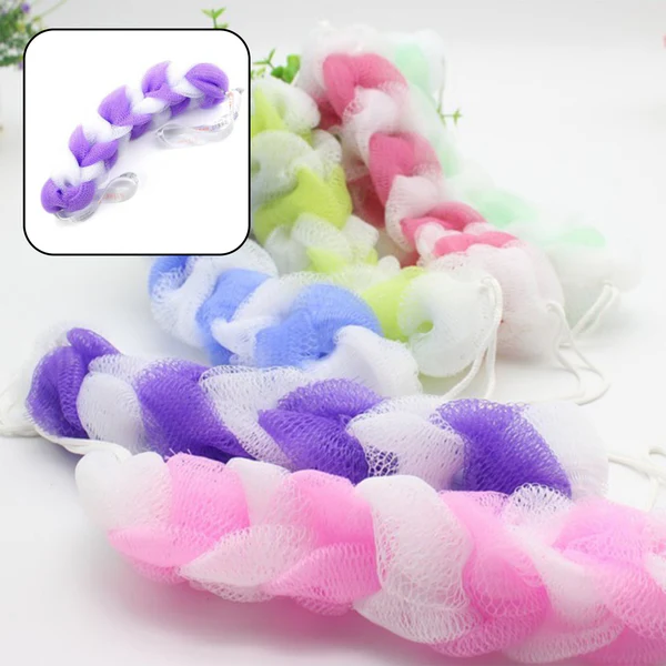 Hanging Small Loofah Sponge Poufs – Body Scrubbers for Bath & Shower (Pack of 6)