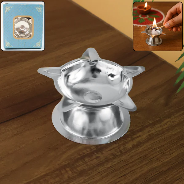 Stainless Steel Lotus Design Diya (1 Pc)