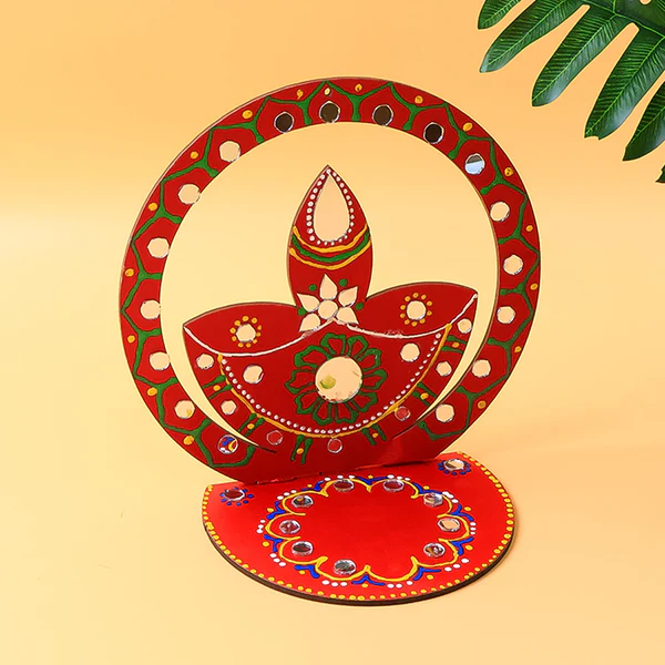 Handcrafted Wooden Decorative Diya Stand (1 Pc)