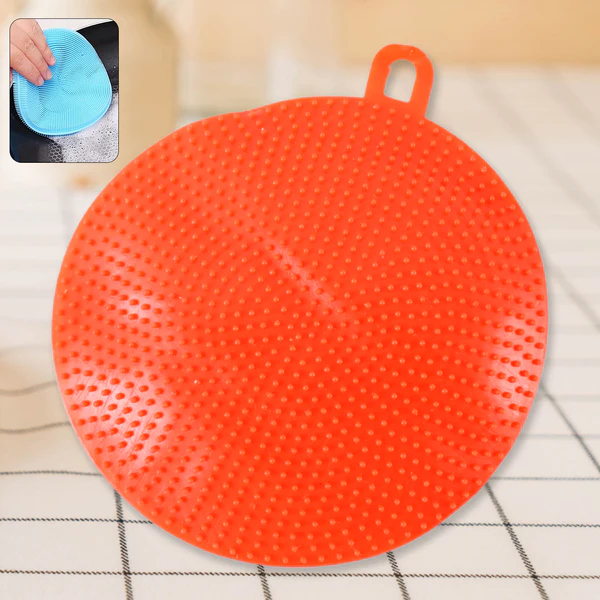 Red Silicone Dish Scrubber Sponge Mildew Free, Non Stick, Heat Resistant
