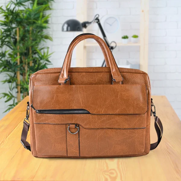 Premium Faux Leather Multipurpose Messenger Briefcase with Shoulder Strap (1 Pc)