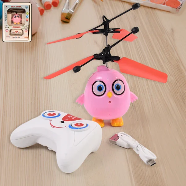 Electroplay Flying Bird RC Toy with LED & Remote Control – Pink Owl Design (1 Set)