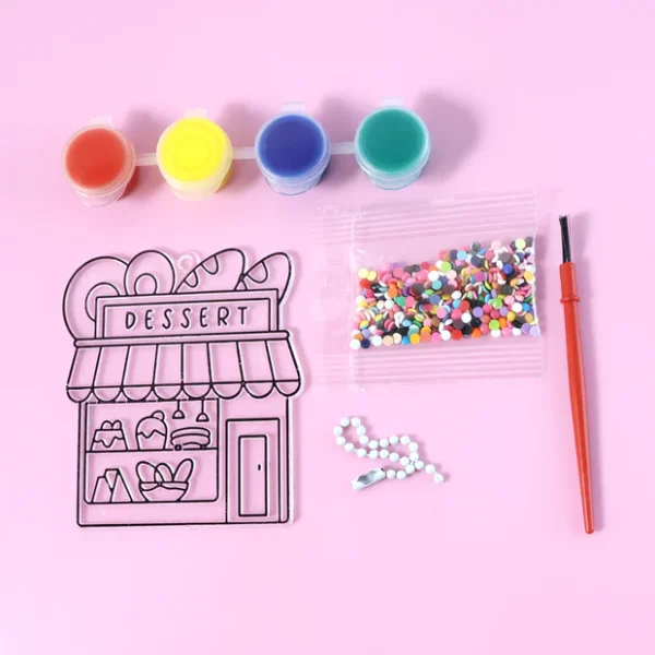 Kids Paint Coloring & Craft Activity Set with Beads (Mix Design, 1 Set)