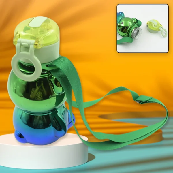 Cute Plastic Water Bottle with Strap & Stickers Kids School Bottle (1 Pc)