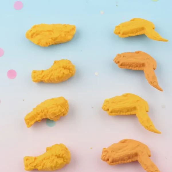 Cute Chicken Wing & Leg Erasers for Kids & Students (8 Pc Set)