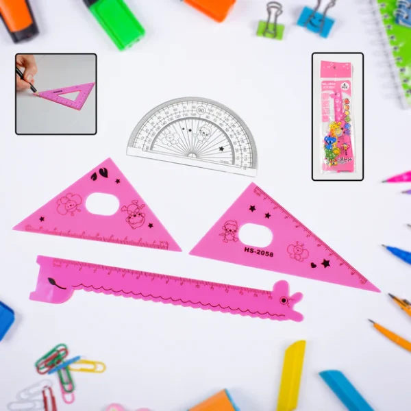 Cute Cartoon Giraffe Ruler / Scale Meter Ruler / Triangle Ruler (4 Pc Set)