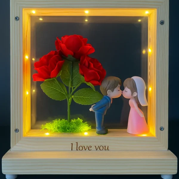 Wooden Shadow Box with LED Lights