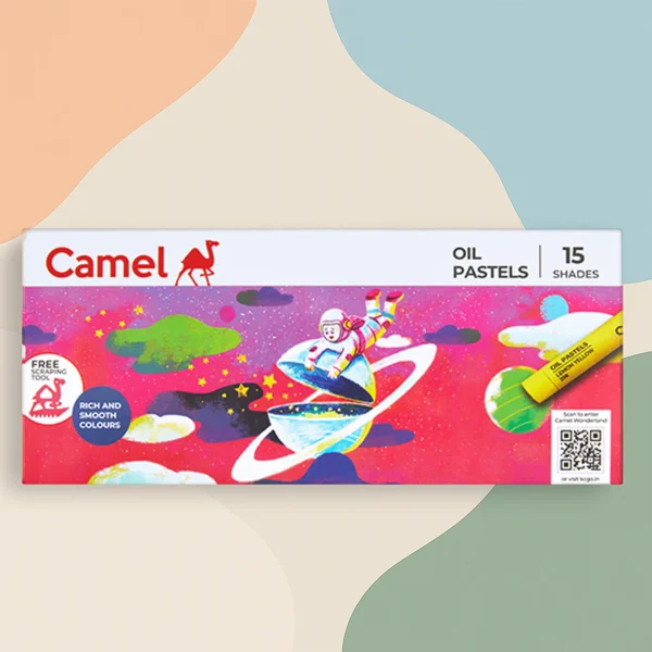 Camel Oil Pastels – 15 Rich & Smooth Shades with Free Scraping Tool