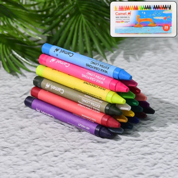 Camel Wax Crayons Extra Long – 26 Vibrant Shades