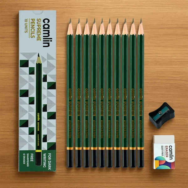 Camlin Supreme Pencils – Pack of 10 Premium Quality Graphite Pencils