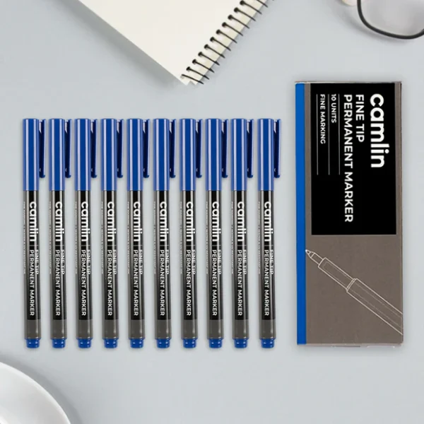 Camlin Fine Tip Permanent Marker (Set of 10 Units) for Fine Marking and Writing