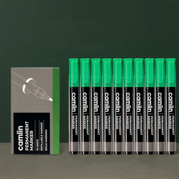 Camlin Permanent Marker – Refillable, Bold Marking (Green)