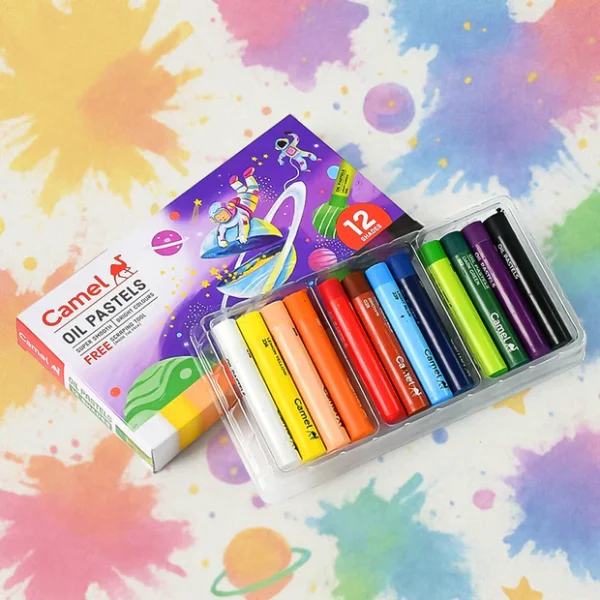 Camel Oil Pastels 12 Assorted Shades with Free Scraping Tool