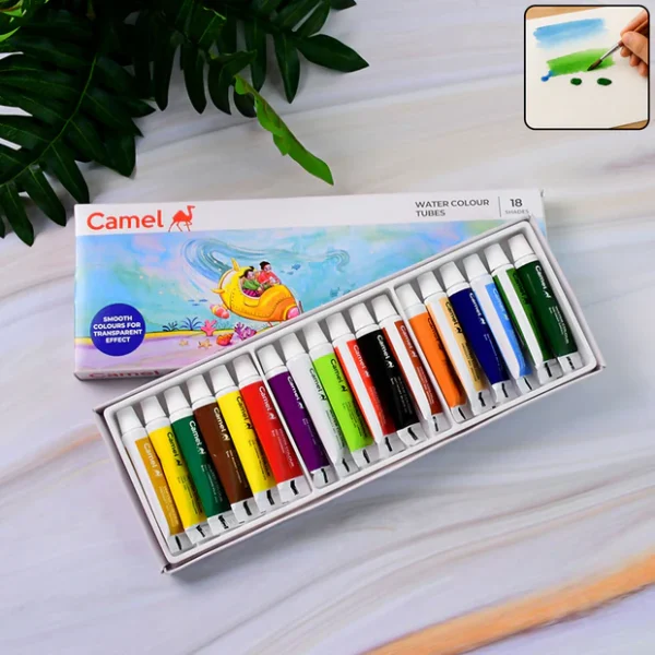 Camel Water Colour Tubes 18 Assorted Shades for Students and Artists (5 ml each)