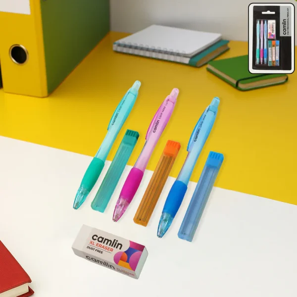 Camlin 3 in 1 Mechanical Pencil Kit – 0.5 mm, 0.7 mm & 0.9 mm Pencils with Hi-Par Leads