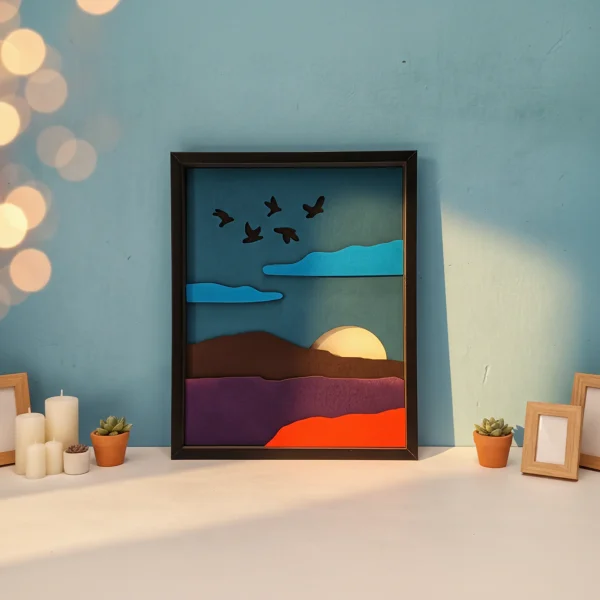 Handcrafted Wooden Mountain Wall Art