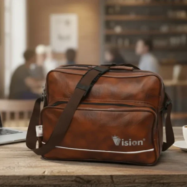 PREMIUM VISION BROWN LEATHER SLING BAG
