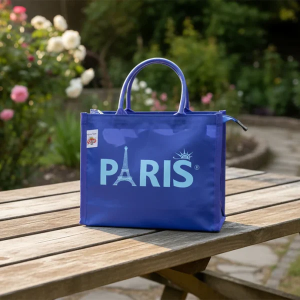 Multicolor Paris Reusable Shopping Bag with Eiffel Tower Print