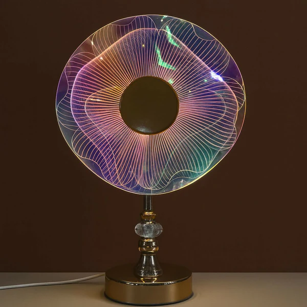 Luxury Crystal Base LED Table Lamp with Colorful Acrylic Disc Shade