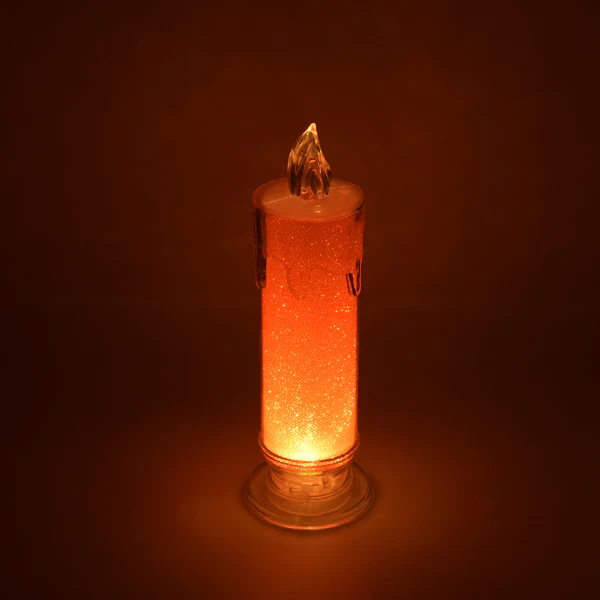 Red LED Flameless Candles Battery Operated Pillar Candles Flickering Realistic Decorative Lamp Votive Transparent Flameless Ornament Tea Party Decorations for Hotel, Scene,Home Decor, Restaurant, Diwali Decoration Candle Crystal Lamp, Diwali (1 Pc)