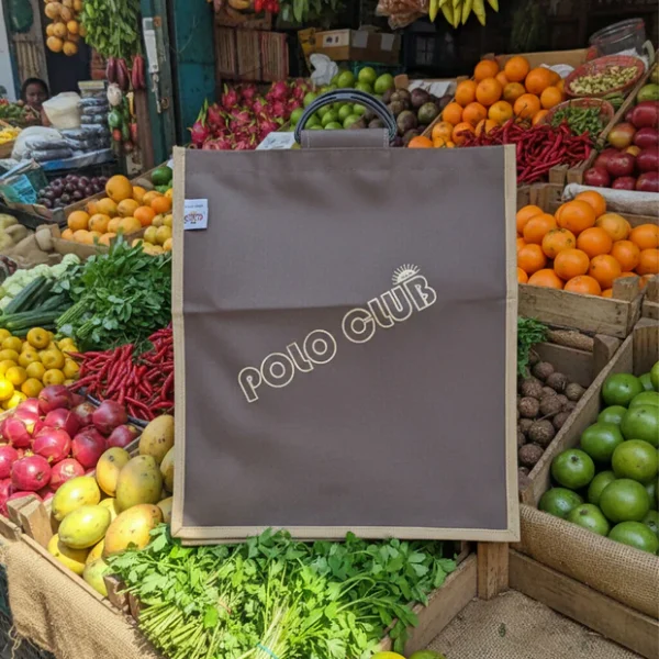 Polo Club Reusable Shopping Bag – Multicolor Tote with Multicolor Trim & Handle