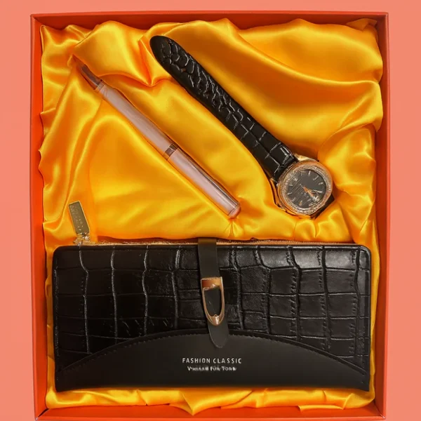 Luxury Women’s 3-in-1 Gift Set – Wallet, Watch & Pen Combo