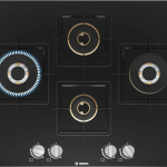 BOSCH Built in Series 6 Gas hob 75 cm Tempered glass, Brass Burner PNI7B6F10I Glass Automatic Hob  (4 Burners)