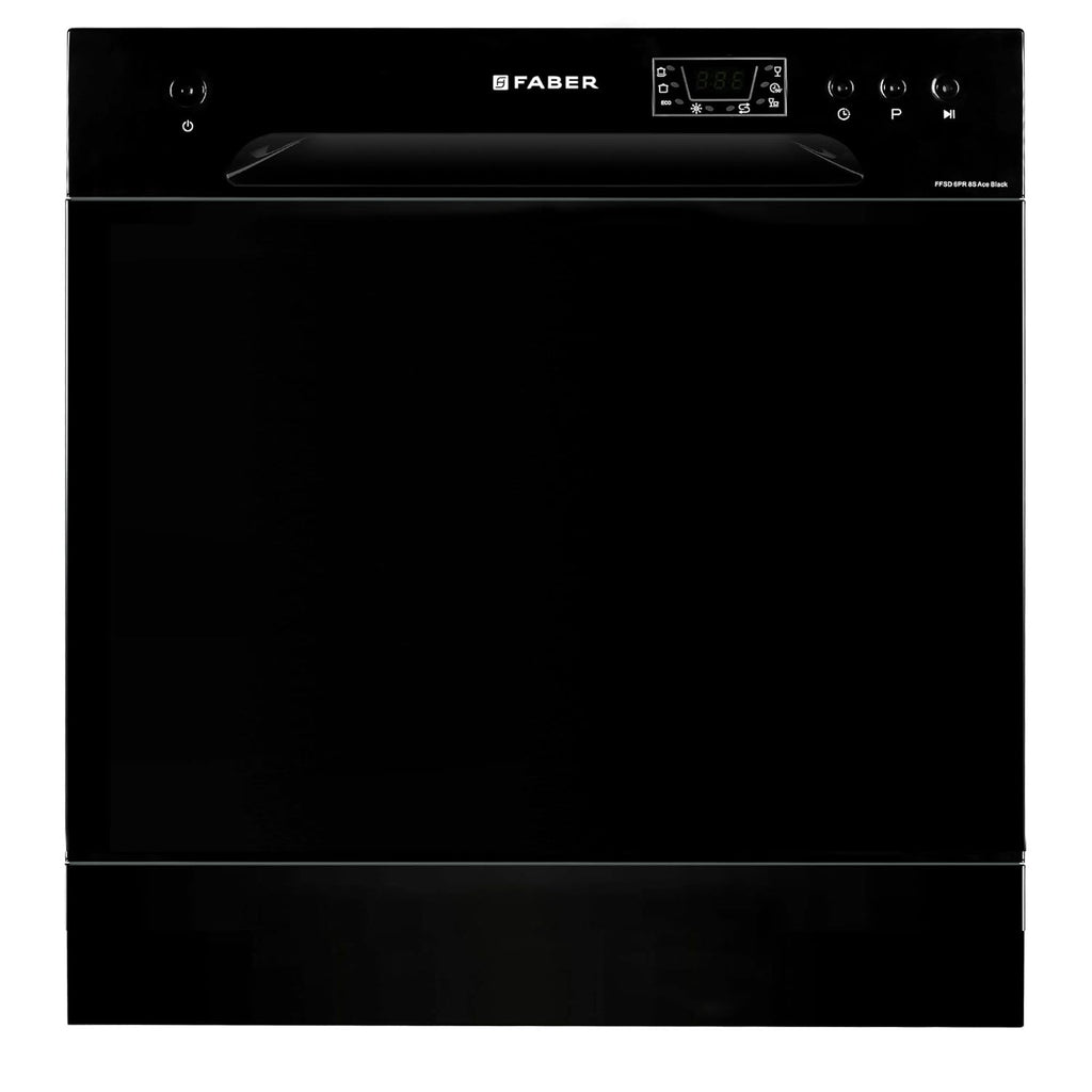 Faber 8 Place Dishwasher | 6 Wash Programs |Adjustable Upper Rack & Cutlery Tray | 8L Water/Cycle| FFSD 6PR 8S Ace Black