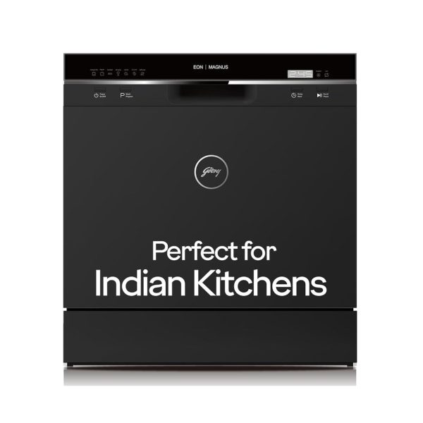 Godrej Eon Dishwasher | 8 Place Setting Counter-Top | Compact with an In-built heater (DWT EON MGNS 8C NF SKBK, Silky Black) | Perfect for Indian kitchens: Smaller families and...