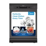 MIDEA 13 Place Setting Freestanding Dishwasher (MDWPF1301F(B)IN, Black,7 wash program, Child Lock, Extra Dry & Intensive 70 degree wash, A++ Energy Efficient,Delay Timer, Half...