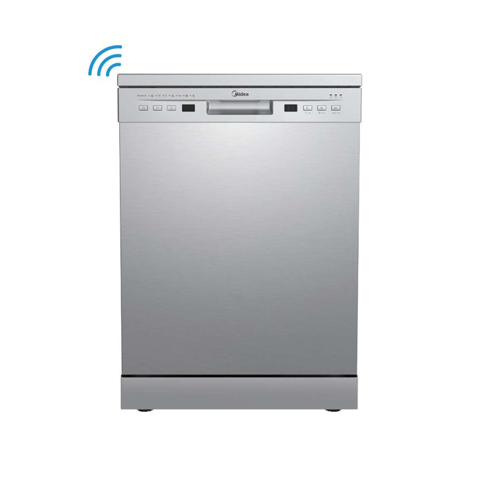 Midea 13 Place Settings Free Standing silver Dishwasher | 7 Wash Programs | LED Display | Power Wash | Wi-Fi Enabled with Midea SmartHome App | Self cleaning...