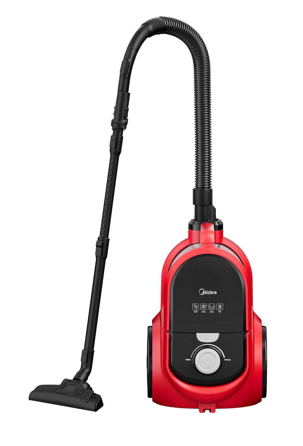 Midea 18C-1600W Bagless Vacuum Cleaner |3L Dust-Cup Capacity | 24Kpa Variable Powerful Suction | with HEPA Filter | Auto Rewind Cord, Red