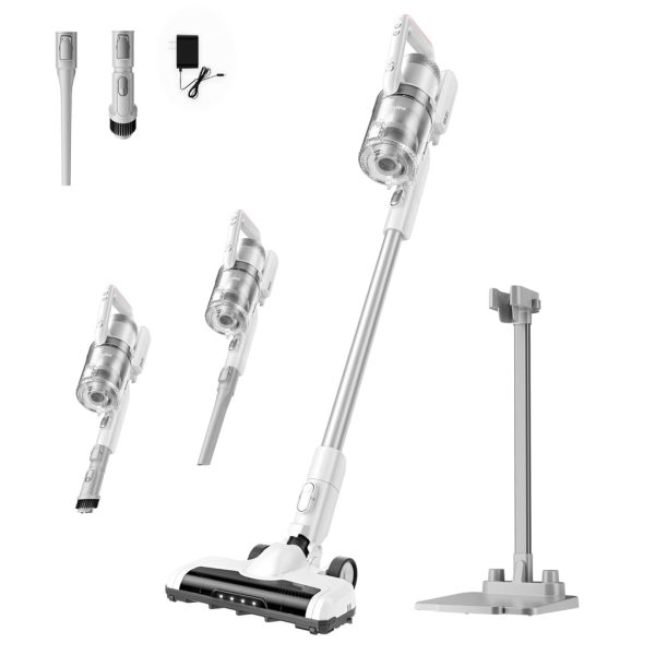 Midea 18P Cordless Vacuum Cleaner with BLDC Motor, Stand, 5-Stage HEPA Filtration, LED Light, 180° Rotatable Brush, Lightweight, Detachable Handheld, Ideal for Car Cleaning &...