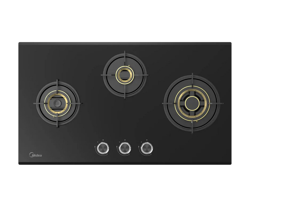 Midea Kitchen Built in Hob Semi Brass Series 3 Burner, Flame Failure Device, Auto Ignition MG75GT503CTD134B-IN