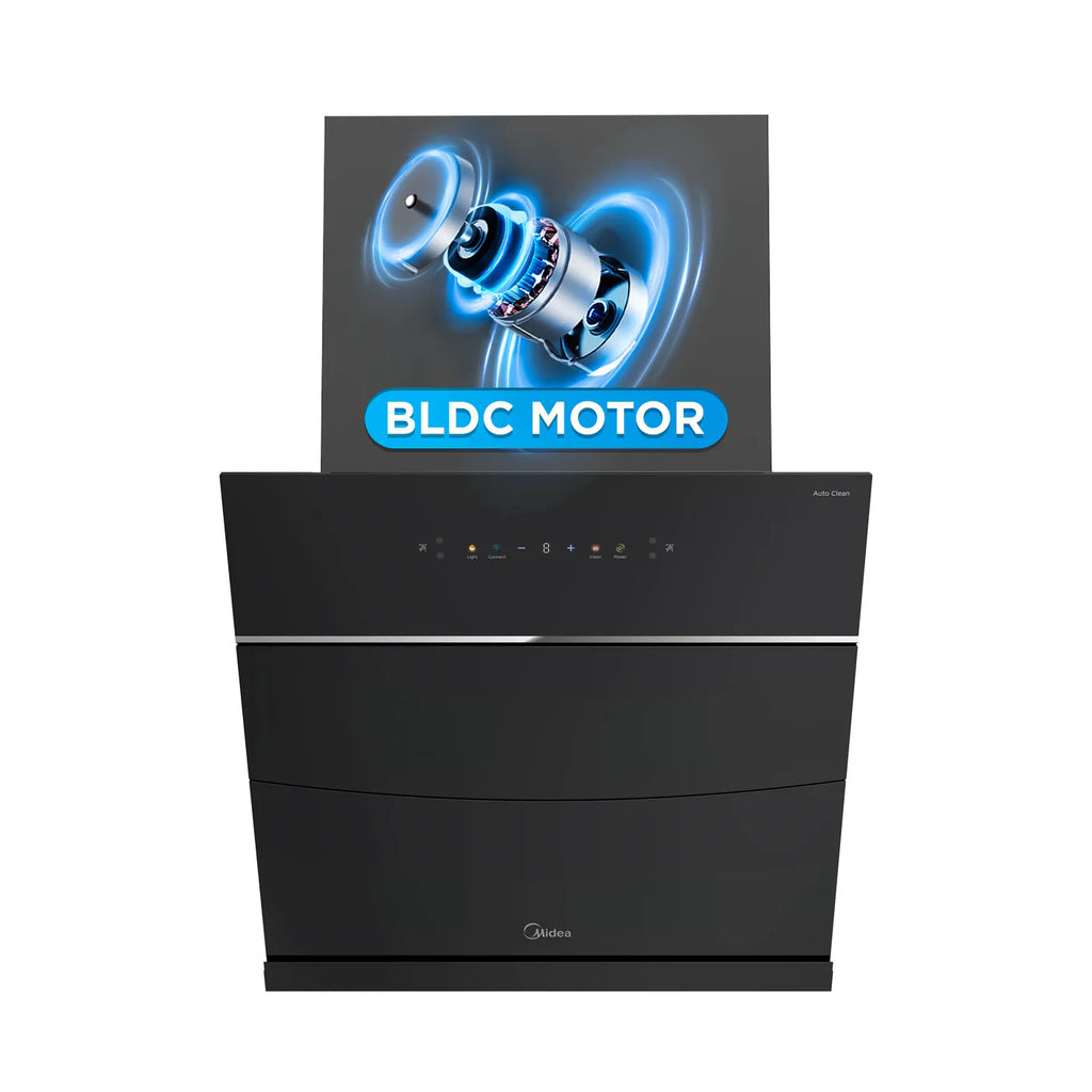 Midea Kitchen Chimney with 1800 m3/hr air suction, Slant, BLDC Motor, 60 CM with WiFi, Intelli Auto Clean, Multi Speed Control, Magnus MH60J63ET25BF-IN