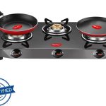 Pigeon Combo - Brunet Cooktop + Flat tawa 250 + Fry Pan 240 Glass Manual Gas Stove