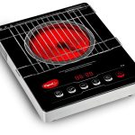 Pigeon Eva Infrared Cooktop 2000 Watts Black (with Free Stainless Steel Grill, Full touch Panel, Auto shut off and Overheat Protection)