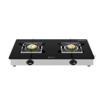 BAJAJ 2BRGS7 Glass Top 2 Burner Manual Gas Stove (Integrated SS Drip Tray, Black)