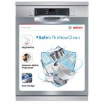 Bosch 14 Place Setting Dishwasher with Intensive Kadhai Program, 70? Hot water wash, 3-Stage Adjustable Upper Rack, No Pre-Rinse (SMS46KI03I, Silver, Glass Protection Technology)