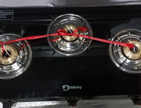 Diskey Glass Top Gas Stove Mild Steel Body 3 Burner DREAM-3B-TG-8200