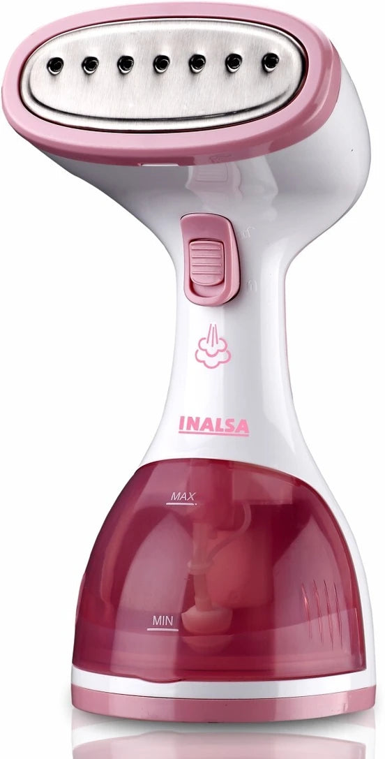 INALSA Garment Steamer for Clothes/fabric, Steam Iron -Vertical & Horizontal Steaming up to 20g/min, Travel Iron, 1200 Watt, 260 ml Water tank & 20 sec Fast Heating,White/Pink...