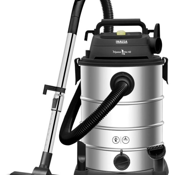 Inalsa MasterVac 42|Blower Function|1700W|42ltr|28 kPa Suction|Heavy Duty Wet & Dry Vacuum Cleaner (Black/Silver)
