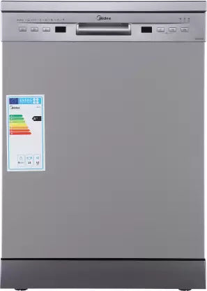 MIDEA 13 Place Setting Freestanding Dishwasher (WQP12-5201F, Silver,7 wash program, Child Lock, Extra Dry & Intensive 70 degree wash, A++ Energy Efficient, Delay Timer, Half...