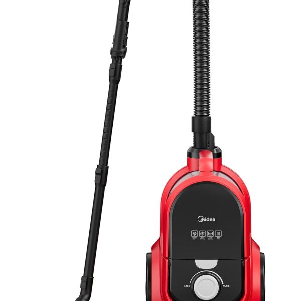 Midea 18C-1600W Bagless Vacuum Cleaner |3L Dust-Cup Capacity | 24Kpa Variable Powerful Suction | with HEPA Filter | Auto Rewind Cord, Red